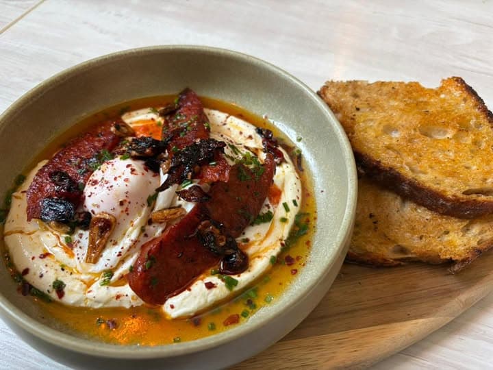A freshly prepared breakfast dish at The Quay