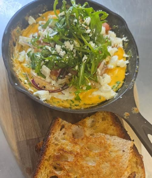 Cheese and herb omelette made in The Quay kitchen